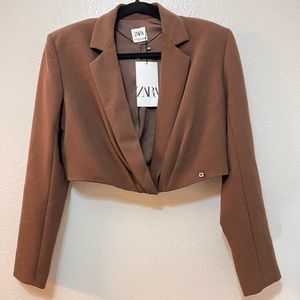 🤎HP 🤎 NWT Zara cropped blazer in brown